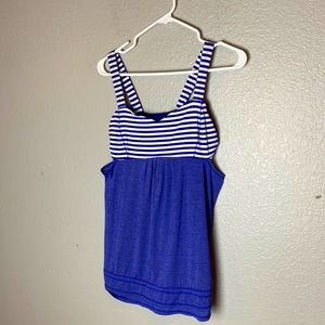 Lululemon tank Blue with White strips. Size 8